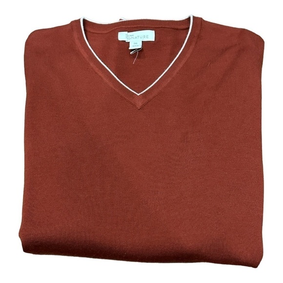 NORDSTROM Signature V-neck Burnt Red Sweater Size 2XL - Picture 3 of 5